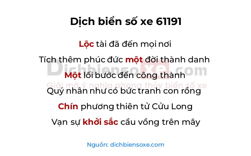 Dịch thơ biển số 61191