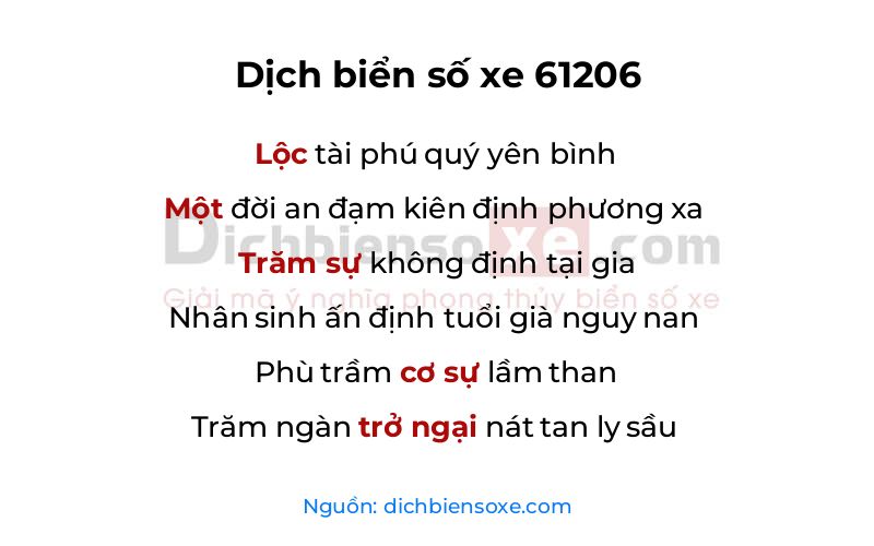Dịch thơ biển số 61206