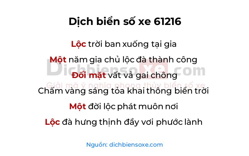 Dịch thơ biển số 61216