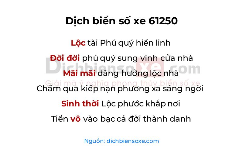 Dịch thơ biển số 61250