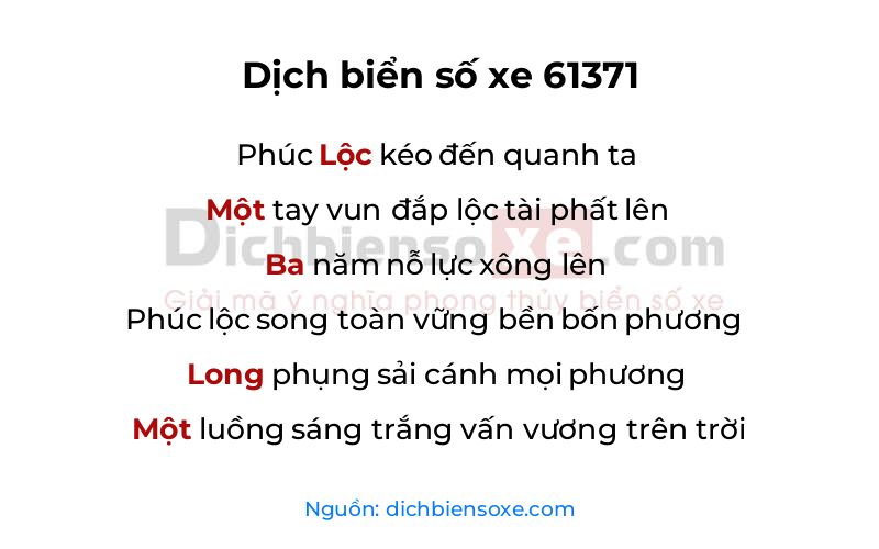 Dịch thơ biển số 61371