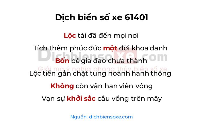Dịch thơ biển số 61401