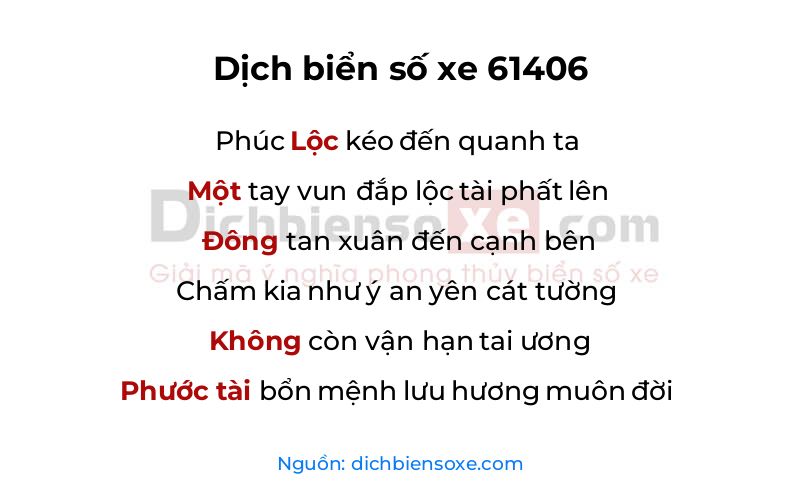 Dịch thơ biển số 61406