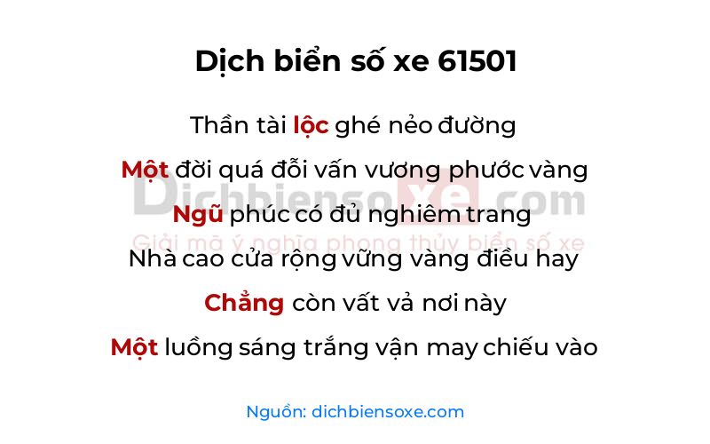 Dịch thơ biển số 61501