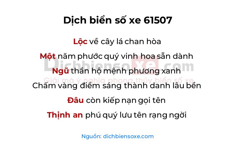 Dịch thơ biển số 61507