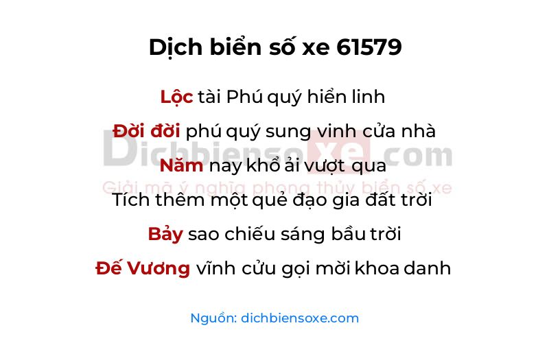 Dịch thơ biển số 61579