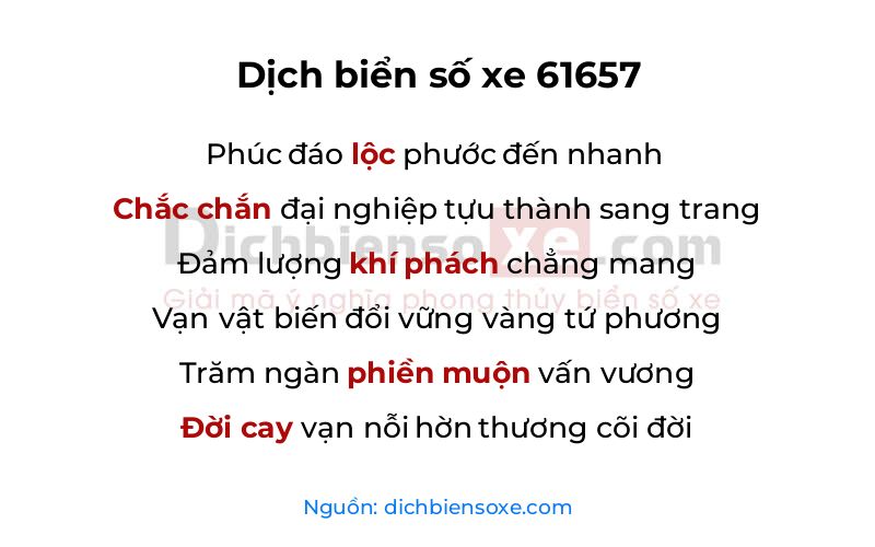 Dịch thơ biển số 61657