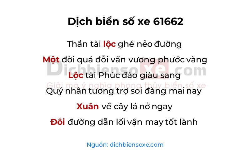 Dịch thơ biển số 61662
