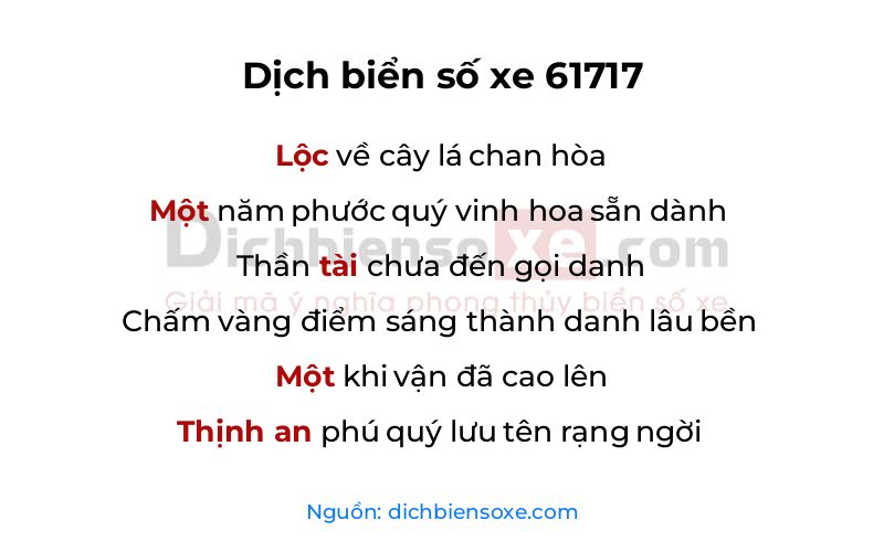 Dịch thơ biển số 61717