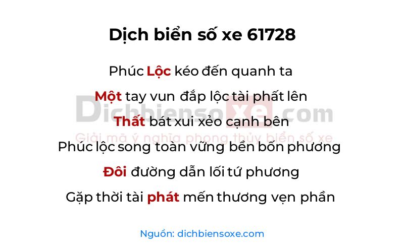 Dịch thơ biển số 61728