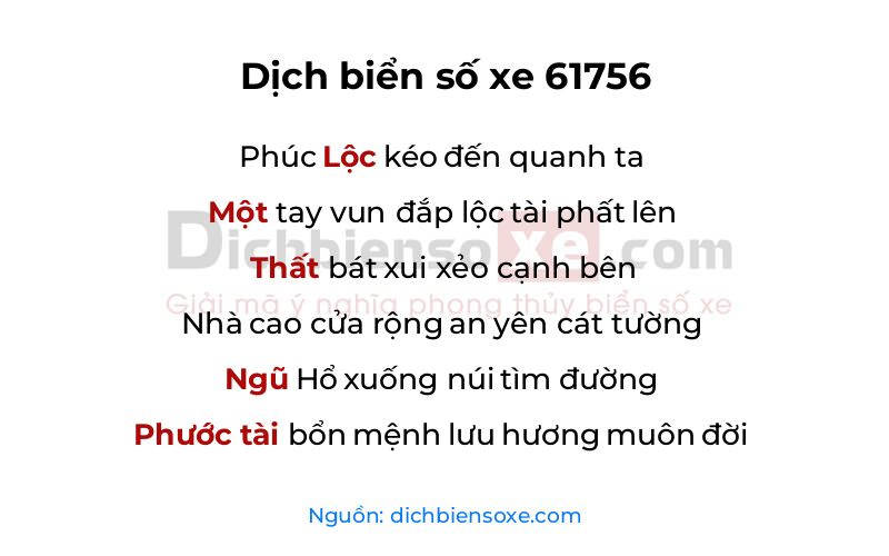 Dịch thơ biển số 61756