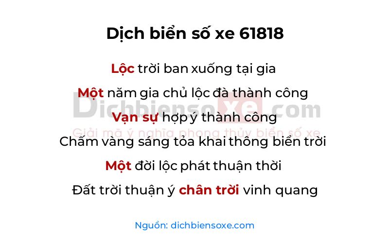 Dịch thơ biển số 61818