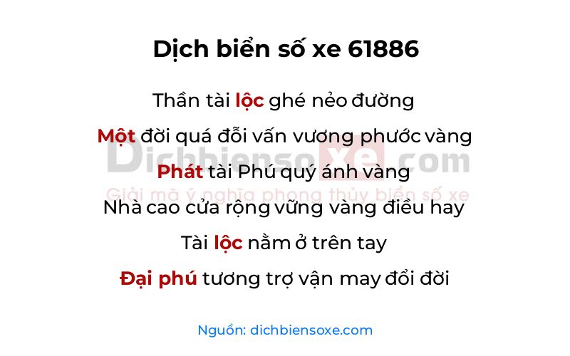 Dịch thơ biển số 61886