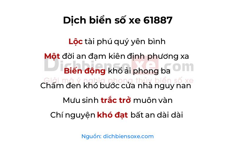 Dịch thơ biển số 61887