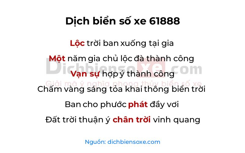 Dịch thơ biển số 61888
