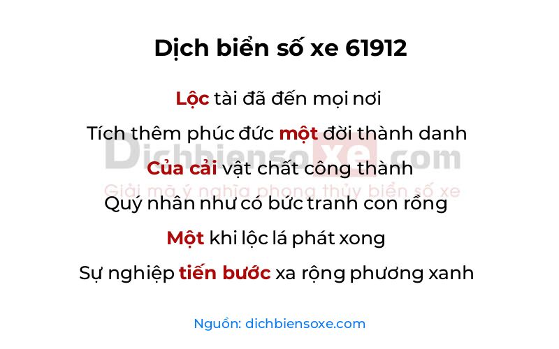 Dịch thơ biển số 61912