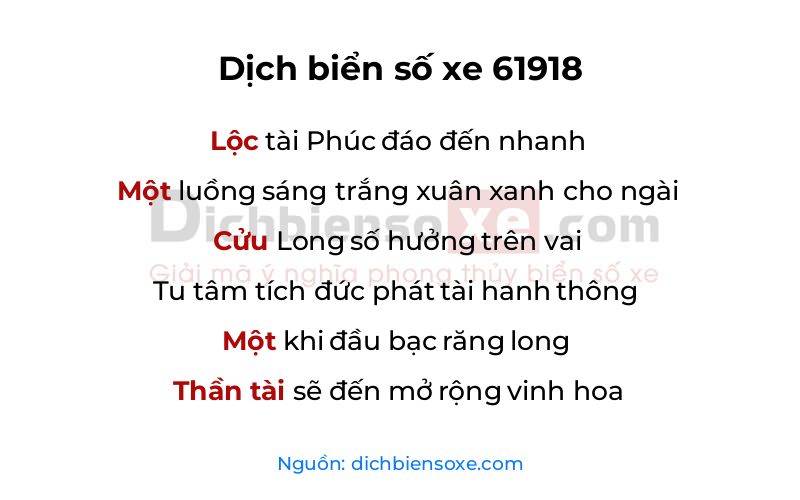 Dịch thơ biển số 61918
