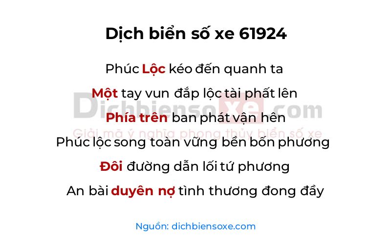 Dịch thơ biển số 61924
