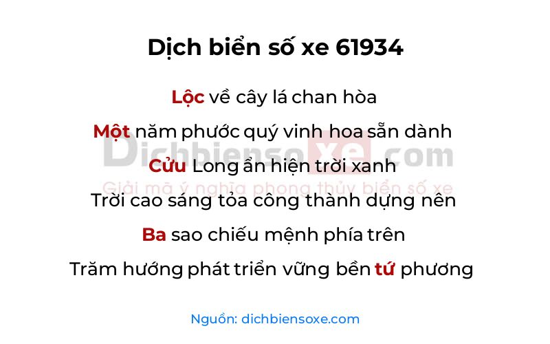 Dịch thơ biển số 61934