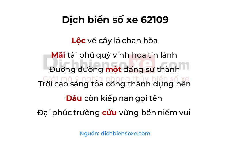 Dịch thơ biển số 62109