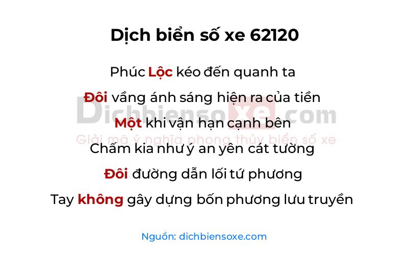 Dịch thơ biển số 62120