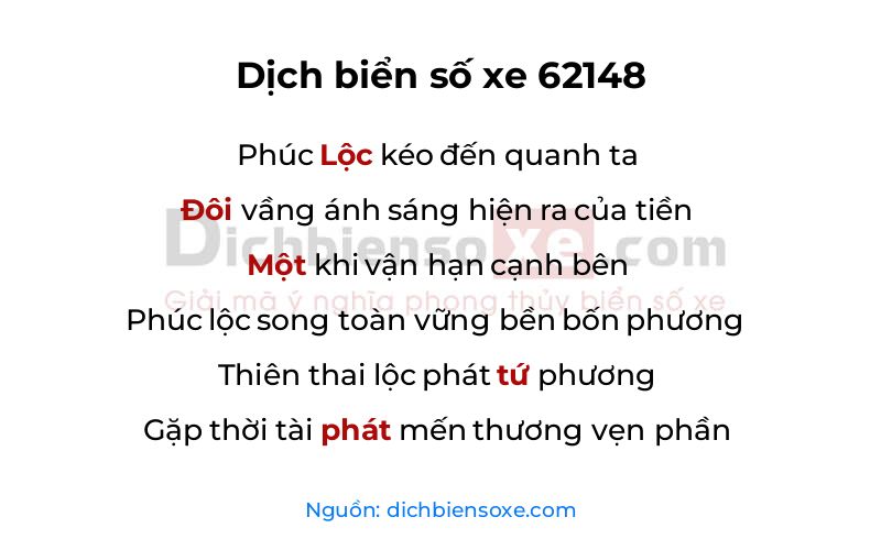 Dịch thơ biển số 62148