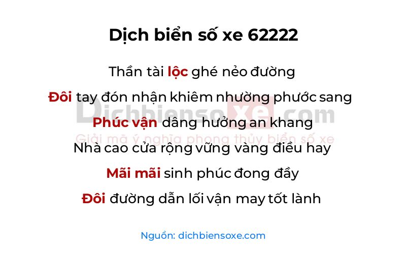 Dịch thơ biển số 62222