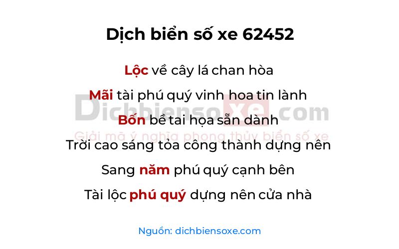 Dịch thơ biển số 62452