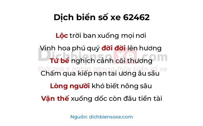 Dịch thơ biển số 62462
