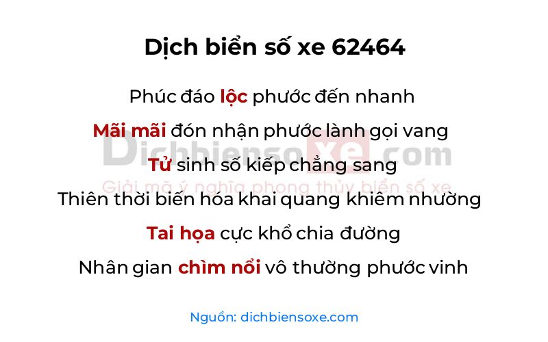Dịch thơ biển số 62464