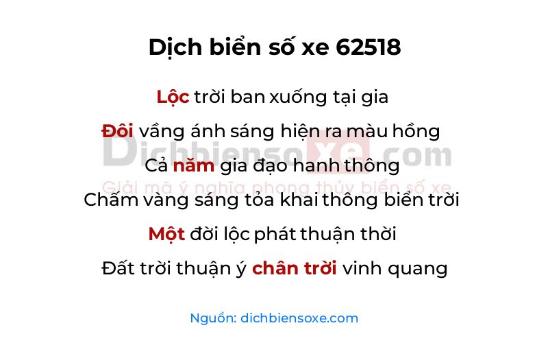 Dịch thơ biển số 62518