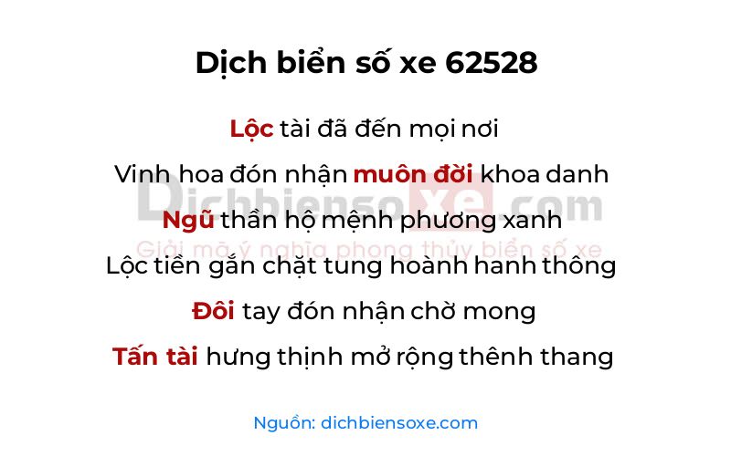 Dịch thơ biển số 62528