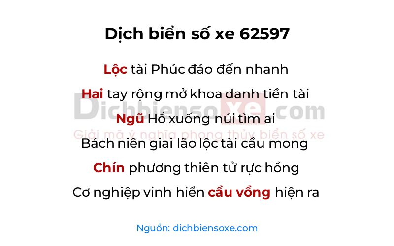 Dịch thơ biển số 62597