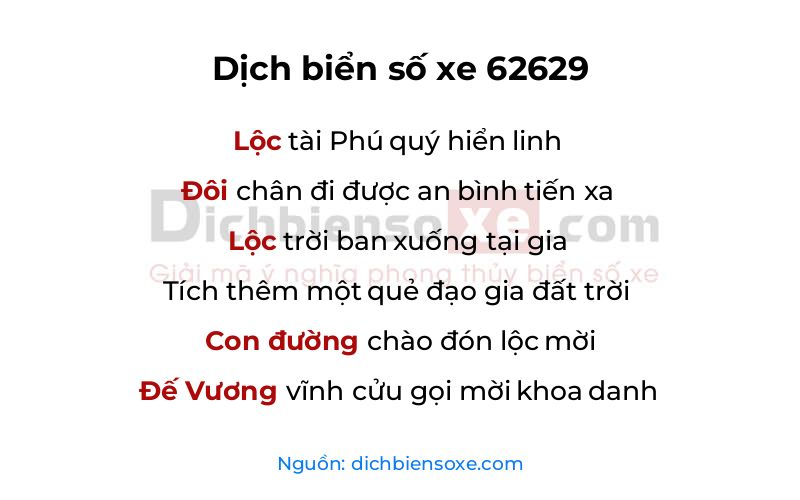 Dịch thơ biển số 62629