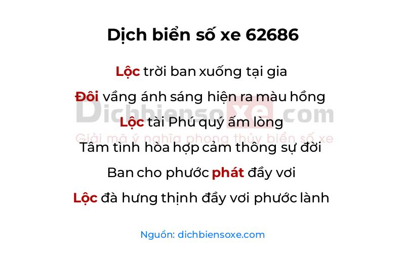 Dịch thơ biển số 62686