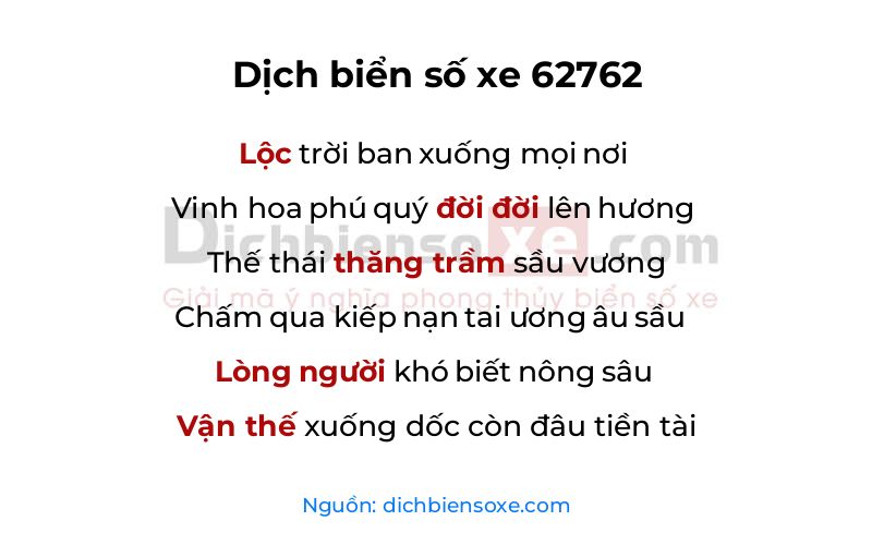 Dịch thơ biển số 62762