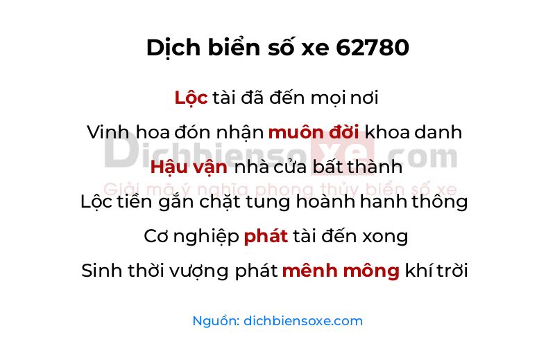Dịch thơ biển số 62780