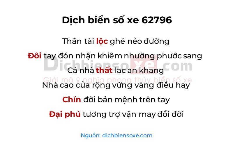Dịch thơ biển số 62796