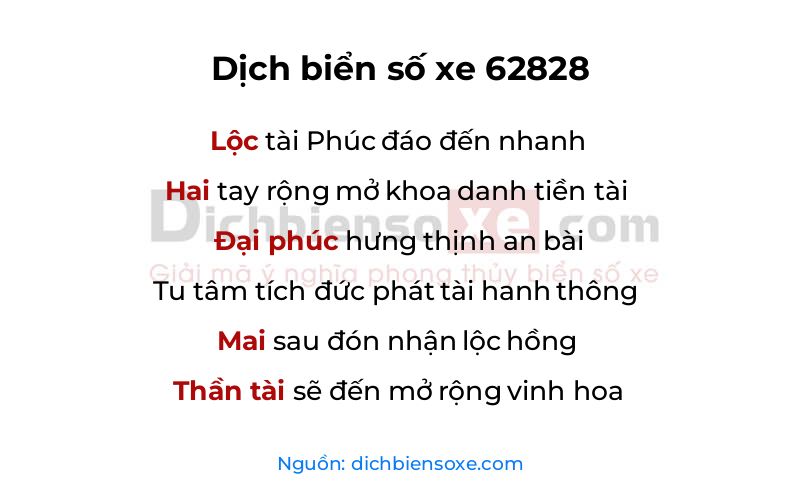 Dịch thơ biển số 62828