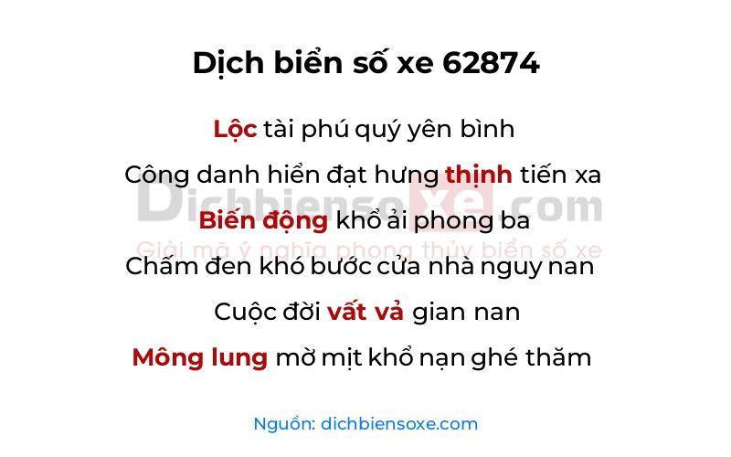 Dịch thơ biển số 62874
