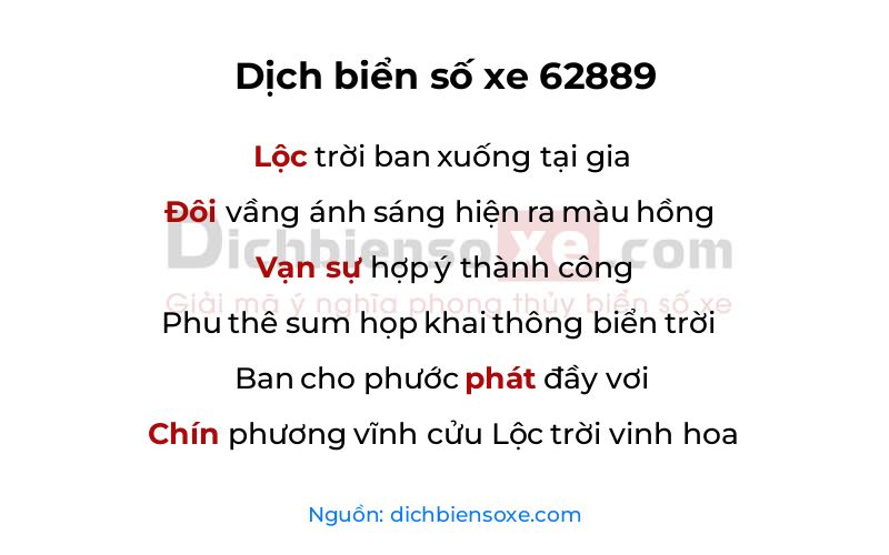 Dịch thơ biển số 62889