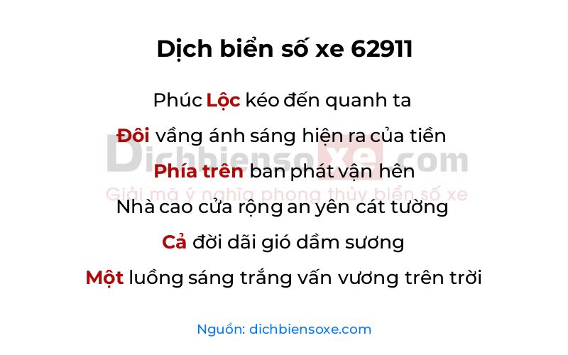 Dịch thơ biển số 62911