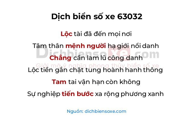 Dịch thơ biển số 63032