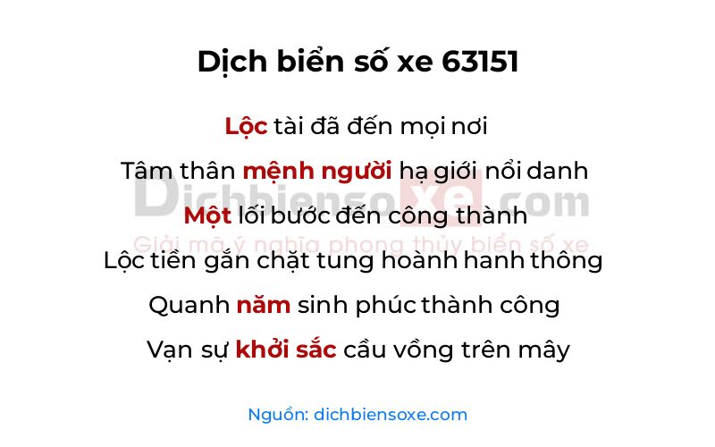 Dịch thơ biển số 63151