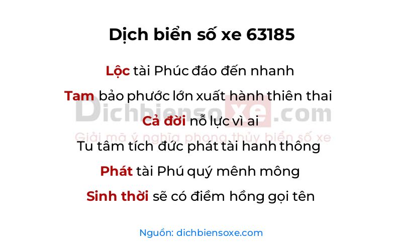 Dịch thơ biển số 63185