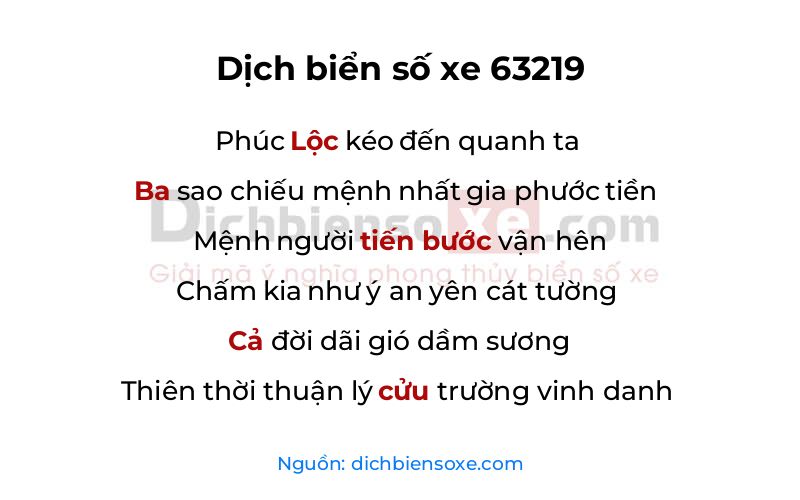 Dịch thơ biển số 63219