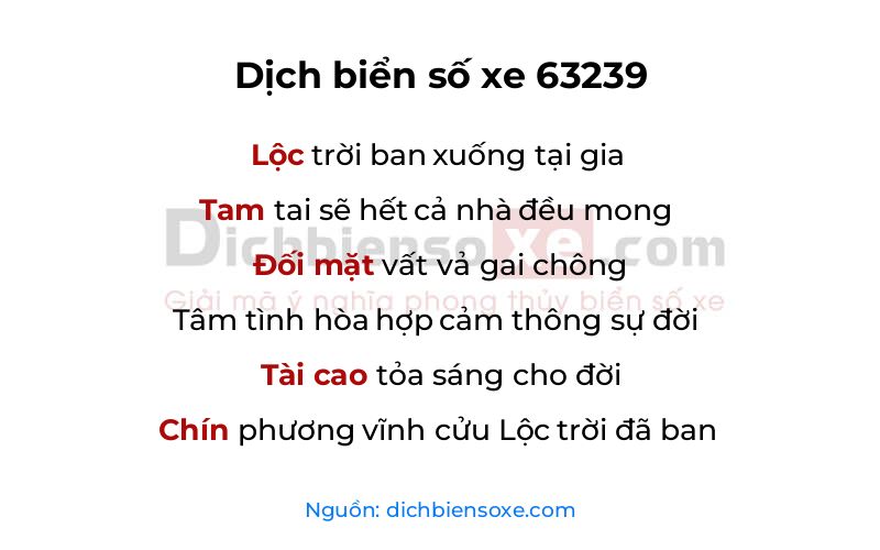 Dịch thơ biển số 63239