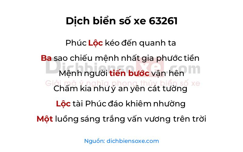 Dịch thơ biển số 63261