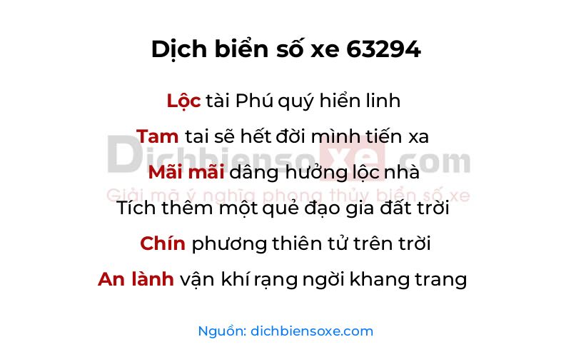 Dịch thơ biển số 63294