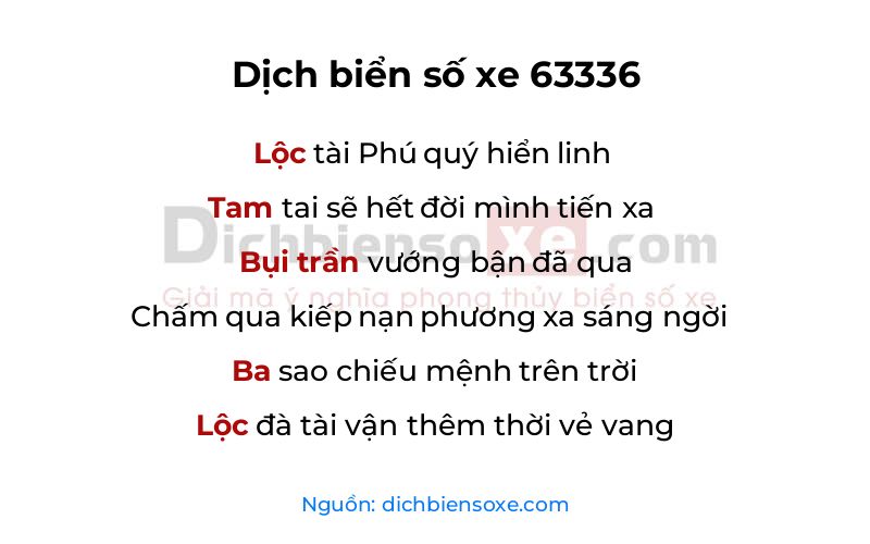 Dịch thơ biển số 63336